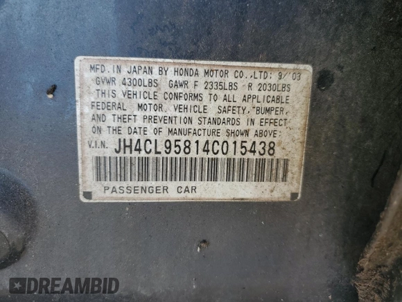 2004 Acura TSX with VIN JH4CL95814C015438, listed as a Copart auction lot 87527495 with 118,959 mi miles and Clean title. Bid and sale history available at DreamBid. Image 12.