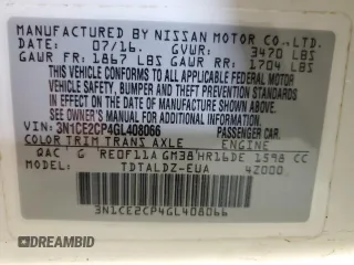 2016 Nissan Note S with VIN 3N1CE2CP4GL408066, listed as a Copart auction lot 52489855 with 120,316 mi miles and Clean Title. Bid and sale history available at DreamBid. Image 12.