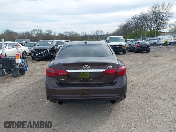 2018 Infiniti Q50 3.0t Luxe with VIN JN1EV7AR2JM445138, listed as a IAAI auction lot 41851019 with 75,018 mi miles. Bid and sale history available at carsss.com. Image 16.