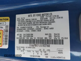2018 Ford Mustang GT with VIN 1FA6P8CF1J5182760, listed as a IAAI auction lot 42355116 with 68,180 mi miles and . Bid and sale history available at DreamBid. Image 9.