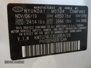 2020 Genesis G70 3.3T Advanced with VIN KMTG74LEXLU059726, listed as a Copart auction lot 83099384 with 45,763 mi miles and Salvage Title. Bid and sale history available at carsss.com. Image 13.