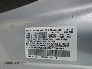 2014 Honda Odyssey LX с VIN 5FNRL5H26EB038147, выставлен на аукционе Copart как лот 50993035 с пробегом Не указан миль и Списание • Salvage title. История ставок и продаж доступна на DreamBid. Изображение 13.