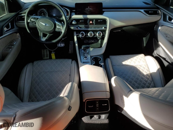 2023 Genesis G70 3.3T with VIN KMTG54TE9PU106448, listed as a Copart auction lot 45696485 with 35,634 mi miles and Salvage Title. Bid and sale history available at carsss.com. Image 8.