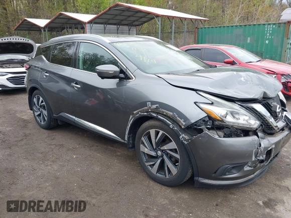 2015 Nissan Murano SL with VIN 5N1AZ2MH9FN254755, listed as a IAAI auction lot 42030540 with 44,135 mi miles and . Bid and sale history available at DreamBid. Image 1.