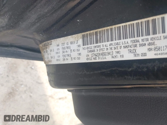 2008 Dodge Dakota ST z VIN 1D7HW22K48S619413, wystawiony jako IAAI lot #42425351 z przebiegiem 47 418 mil mil oraz . Historia ofert i sprzedaży dostępna na DreamBid. Obrazek 9.