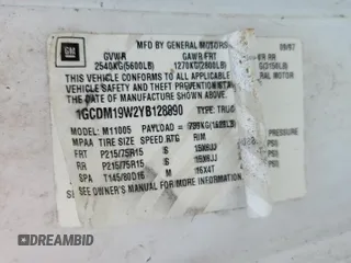 2000 Chevrolet Astro Cargo z VIN 1GCDM19W2YB128890, wystawiony jako Copart lot #59023315 z przebiegiem Nie podano mil oraz Szkoda całkowita • Salvage title. Historia ofert i sprzedaży dostępna na DreamBid. Obrazek 13.