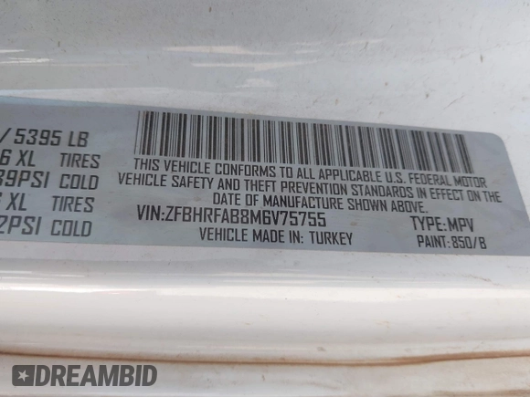 2021 Ram ProMaster City Cargo Tradesman с VIN ZFBHRFAB8M6V75755, выставлен на аукционе IAAI как лот 40562778 с пробегом 58 604 миль миль и . История ставок и продаж доступна на DreamBid. Изображение 9.