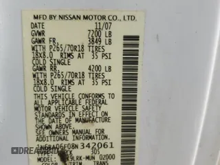 2008 Nissan Titan SE with VIN 1N6BA06F08N342061, listed as a Copart auction lot 51219045 with 201,740 mi miles and Clean Title. Bid and sale history available at carsss.com. Image 12.