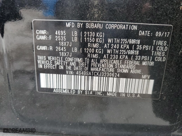 2018 Subaru Outback Touring with VIN 4S4BSATCXJ3230624, listed as a Copart auction lot 46512885 with 88,041 mi miles and Salvage Title. Bid and sale history available at carsss.com. Image 13.