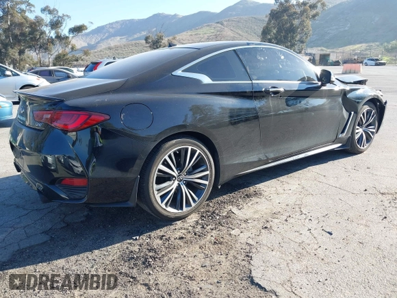 2022 Infiniti Q60 Luxe with VIN JN1EV7KK2NM600262, listed as a IAAI auction lot 41637351 with 22,754 mi miles and . Bid and sale history available at carsss.com. Image 4.