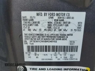 2011 Ford F-150 XL with VIN 1FTEW1CMXBKD45102, listed as a Copart auction lot 53726775 with 195,757 mi miles and Salvage Title. Bid and sale history available at carsss.com. Image 13.