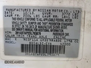 2013 Nissan Sentra SV with VIN 3N1AB7AP2DL793879, listed as a Copart auction lot 52667045 with 104,297 mi miles and Clean Title. Bid and sale history available at DreamBid. Image 12.