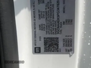 2023 Chevrolet Silverado 1500 Work Truck with VIN 3GCNAAEK5PG347820, listed as a Copart auction lot 56279775 with 125,782 mi miles and Clean Title. Bid and sale history available at DreamBid. Image 12.
