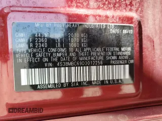 2013 Subaru Legacy Premium with VIN 4S3BMBC69D3012256, listed as a Copart auction lot 60819295 with 77,354 mi miles and Salvage title. Bid and sale history available at DreamBid. Image 12.