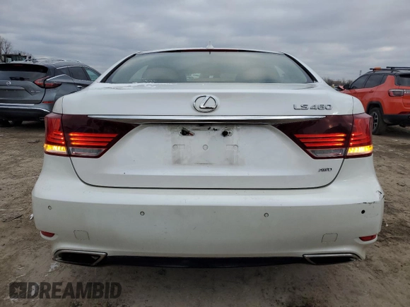 2014 Lexus LS 460 with VIN JTHCL5EF4E5021098, listed as a Copart auction lot 41411565 with 134,513 mi miles and Salvage title. Bid and sale history available at DreamBid. Image 6.