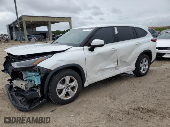 2022 Toyota Highlander L with VIN 5TDCZRAH0NS120106, listed as a Copart auction lot 59477505 with 42,971 mi miles and Salvage title. Bid and sale history available at DreamBid. Image 1.