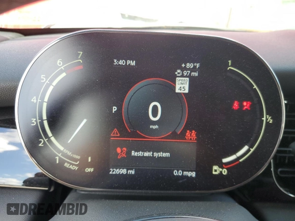2024 MINI Convertible Cooper S with VIN WMW43DL09R3S05983, listed as a Copart auction lot 51112485 with 22,698 mi miles and Salvage title. Bid and sale history available at DreamBid. Image 9.