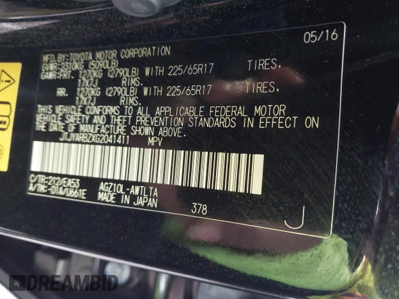 2016 Lexus NX 200t z VIN JTJYARBZXG2041411, wystawiony jako IAAI lot #42203582 z przebiegiem 98 873 mil mil oraz . Historia ofert i sprzedaży dostępna na DreamBid. Obrazek 9.