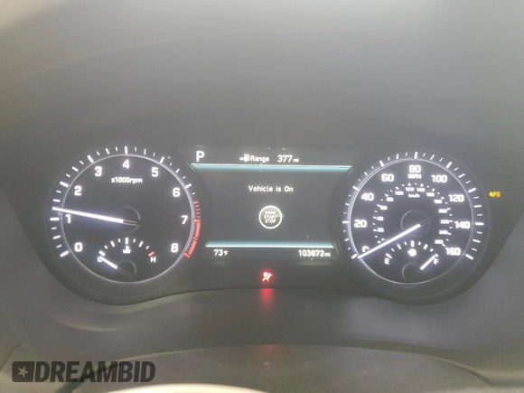 2018 Genesis G80 3.3T Sport with VIN KMHGN4JB1JU260498, listed as a Copart auction lot 73844514 with 103,872 mi miles and Salvage Title. Bid and sale history available at carsss.com. Image 9.