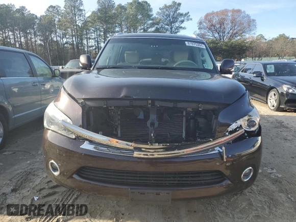 2012 Infiniti QX56 8-passenger with VIN JN8AZ2NC5C9317964, listed as a Copart auction lot 81975304 with 163,819 mi miles and Salvage Title. Bid and sale history available at carsss.com. Image 5.