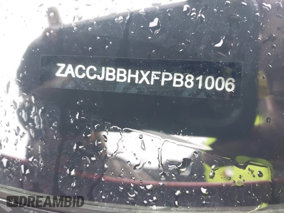 2015 Jeep Renegade Latitude with VIN ZACCJBBHXFPB81006, listed as a IAAI auction lot 41819915 with 74,000 mi miles. Bid and sale history available at carsss.com. Image 17.