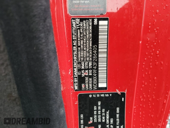 2003 Mercedes-Benz SLK 230 Kompressor с VIN WDBKK49F43F286405, выставлен на аукционе Copart как лот 84041324 с пробегом 122 799 миль миль и Списание • Salvage title. История ставок и продаж доступна на DreamBid. Изображение 13.