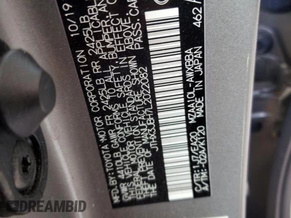 2020 Lexus UX with VIN JTHX3JBH7L2022082, listed as a Copart auction lot 51641975 with 41,588 mi miles and Non Repairable. Bid and sale history available at carsss.com. Image 15.