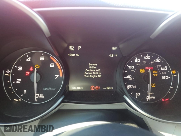 2018 Alfa Romeo Giulia with VIN ZARFAEDNXJ7586263, listed as a Copart auction lot 85797334 with 78,410 mi miles and Salvage title. Bid and sale history available at DreamBid. Image 9.