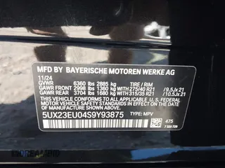 2025 BMW X5 xDrive40i with VIN 5UX23EU04S9Y93875, listed as a IAAI auction lot 41784475 with 1 mi miles. Bid and sale history available at carsss.com. Image 9.