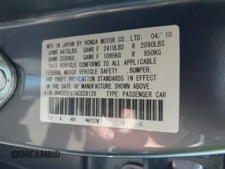 2010 Acura TSX with VIN JH4CU2F67AC028126, listed as a IAAI auction lot 42636393 with 148,798 mi miles and . Bid and sale history available at DreamBid. Image 9.