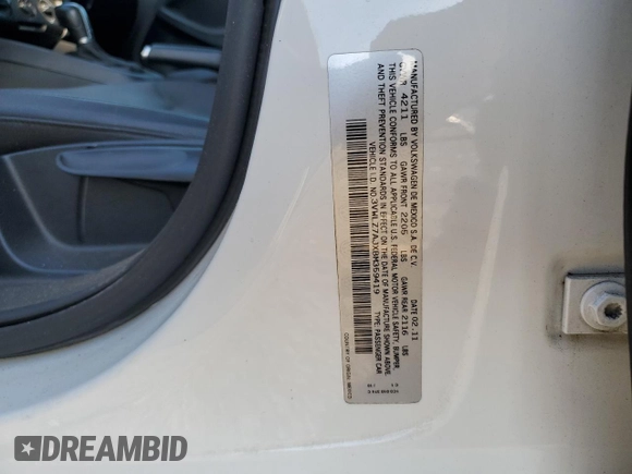 2011 Volkswagen Jetta SEL with VIN 3VWLZ7AJXBM359419, listed as a Copart auction lot 48598535 with 133,606 mi miles and Salvage title. Bid and sale history available at DreamBid. Image 12.