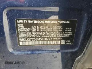 2021 BMW X1 sDrive28i with VIN WBXJG7C08M5T38777, listed as a Copart auction lot 53390985 with 32,148 mi miles and Salvage Title. Bid and sale history available at carsss.com. Image 13.