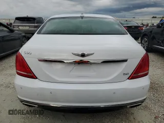 2018 Genesis G90 5.0L Ultimate with VIN KMHG54JH3JU043703, listed as a Copart auction lot 77503744 with 0 mi miles and Salvage Title. Bid and sale history available at carsss.com. Image 6.