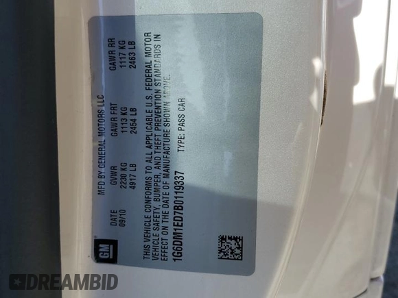 2011 Cadillac CTS with VIN 1G6DM1ED7B0119337, listed as a Copart auction lot 64714604 with 28,170 mi miles and Salvage Title. Bid and sale history available at DreamBid. Image 12.