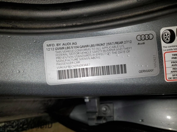 2013 Audi A6 with VIN WAUGFBFCXDN093447, listed as a Copart auction lot 70707524 with 187,159 mi miles and Salvage title. Bid and sale history available at DreamBid. Image 12.