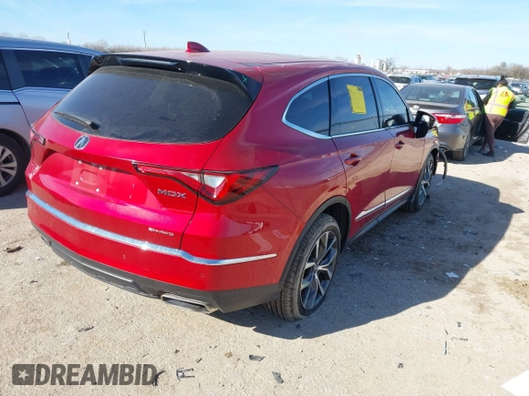2023 Acura MDX w/Technology Package with VIN 5J8YE1H43PL041461, listed as a IAAI auction lot 41347974 with 9,281 mi miles. Bid and sale history available at carsss.com. Image 4.
