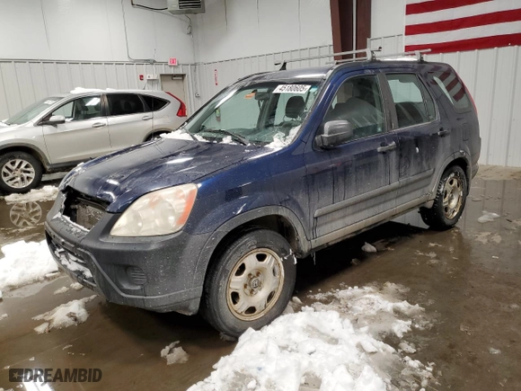 2005 Honda CR-V LX with VIN SHSRD78505U333983, listed as a Copart auction lot 45180605 with 176,013 mi miles and Salvage Title. Bid and sale history available at carsss.com. Image 1.