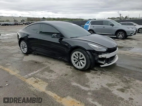 2022 Tesla Model 3 with VIN 5YJ3E1EA0NF186296, listed as a Copart auction lot 45711405 with 75,653 mi miles and Salvage Title. Bid and sale history available at DreamBid. Image 13.