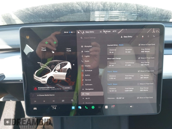2021 Tesla Model Y Long Range with VIN 5YJYGDEE5MF203175, listed as a IAAI auction lot 41758334 with 63,387 mi miles and . Bid and sale history available at DreamBid. Image 7.