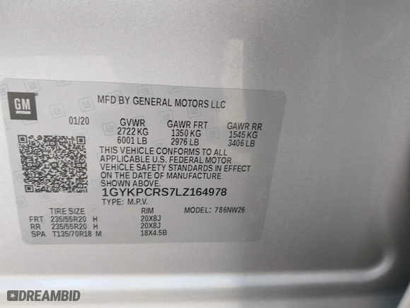 2020 Cadillac XT6 FWD Premium Luxury with VIN 1GYKPCRS7LZ164978, listed as a IAAI auction lot 41558920 with 87,416 mi miles. Bid and sale history available at carsss.com. Image 9.