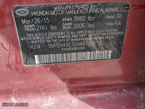 2016 Hyundai Elantra SE with VIN 5NPDH4AE3GH667086, listed as a Copart auction lot 46529045 with 138,200 mi miles and Salvage Title. Bid and sale history available at carsss.com. Image 14.