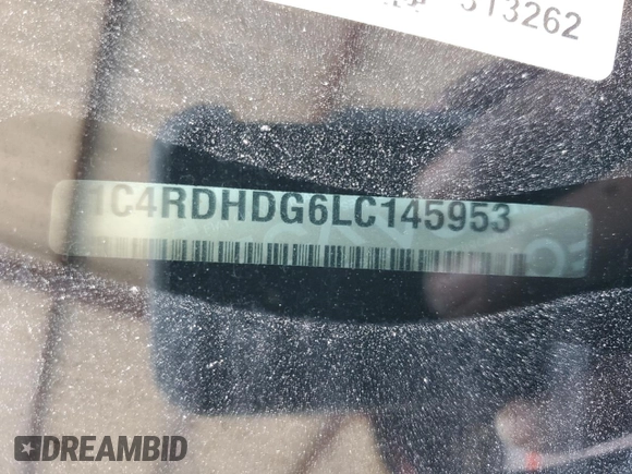 2020 Dodge Durango GT with VIN 1C4RDHDG6LC145953, listed as a Copart auction lot 59285865 with 116,151 mi miles and Salvage title. Bid and sale history available at DreamBid. Image 12.