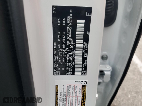 2025 Lexus NX 250 Premium with VIN JTJGDCAZ6S2025006, listed as a Copart auction lot 59337965 with 1,219 mi miles and Salvage title. Bid and sale history available at DreamBid. Image 14.