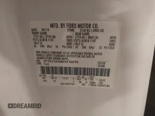 2014 Ford F-150 XL с VIN 1FTEX1EM4EKF52079, выставлен на аукционе IAAI как лот 41644634 с пробегом 152 047 миль миль и . История ставок и продаж доступна на DreamBid. Изображение 9.