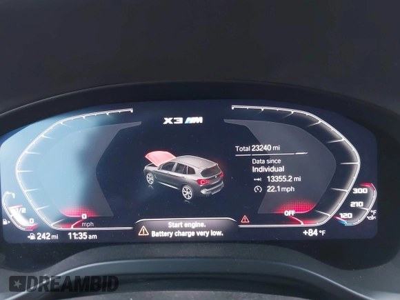 2022 BMW X3 M with VIN 5YM13EC04N9L89028, listed as a IAAI auction lot 42258087 with 23,240 mi miles and . Bid and sale history available at DreamBid. Image 7.