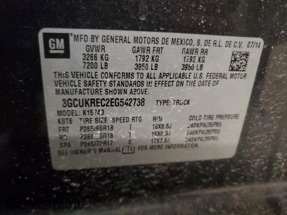 2014 Chevrolet Silverado 1500 LT with VIN 3GCUKREC2EG542738, listed as a Copart auction lot 48954945 with 134,197 mi miles and Salvage Title. Bid and sale history available at DreamBid. Image 12.