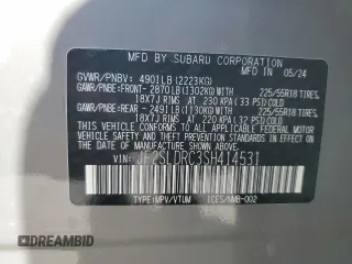 2025 Subaru Forester Limited with VIN JF2SLDRC3SH414531, listed as a Copart auction lot 48955335 with 10,547 mi miles and Salvage Title. Bid and sale history available at carsss.com. Image 14.