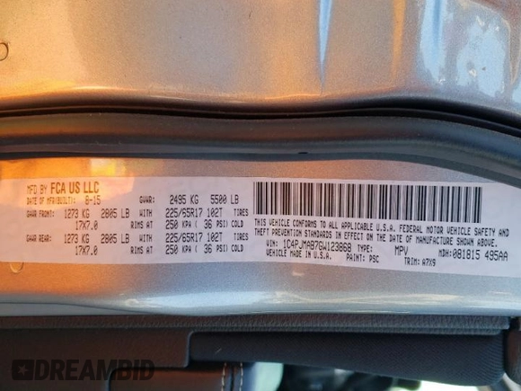 2016 Jeep Cherokee Altitude с VIN 1C4PJMAB7GW123868, выставлен на аукционе Copart как лот 83625484 с пробегом 62 645 миль миль и Списание • Salvage title. История ставок и продаж доступна на DreamBid. Изображение 15.