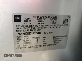 2017 Cadillac XT5 Premium Luxury FWD with VIN 1GYKNCRS2HZ226414, listed as a Copart auction lot 47858955 with 168,442 mi miles and Salvage Title. Bid and sale history available at DreamBid. Image 15.