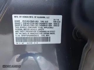 2019 Honda Pilot EX-L with VIN 5FNYF5H5XKB026513, listed as a IAAI auction lot 41269623 with 62,372 mi miles. Bid and sale history available at carsss.com. Image 9.